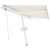 vidaXL Toldo autom&aacute;tico con LED y sensor de viento crema 450x350 cm