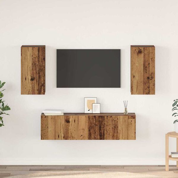 vidaXL Conjunto de mueble de TV 4 pcs Madera envejecida