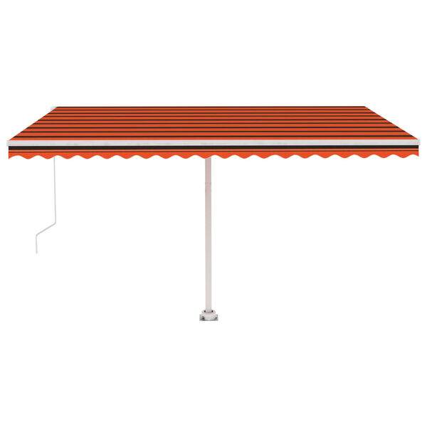vidaXL Toldo retr&aacute;ctil manual con LED naranja y marr&oacute;n 450x300 cm