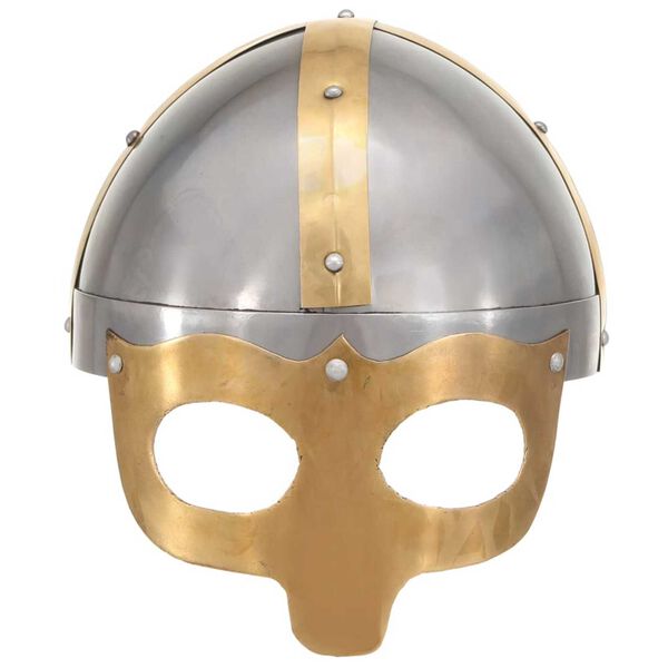 vidaXL Réplica de casco vikingo antiguo LARP acero plateado