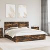 vidaXL Estructura de cama con cabecera Roble ahumado 180 x 200 cm