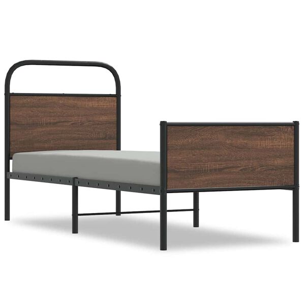 vidaXL Estructura de cama sin colch&oacute;n 75x190 cm madera marr&oacute;n roble