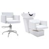 vidaXL Lavacabezas y sill&oacute;n de peluquer&iacute;a de cuero sint&eacute;tico