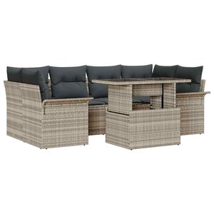 vidaXL Conjunto de sof&aacute; de jard&iacute;n 7 uds. Gris Claro