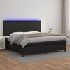 vidaXL Cama box spring colch&oacute;n y LED cuero sint&eacute;tico negro 200x200 cm