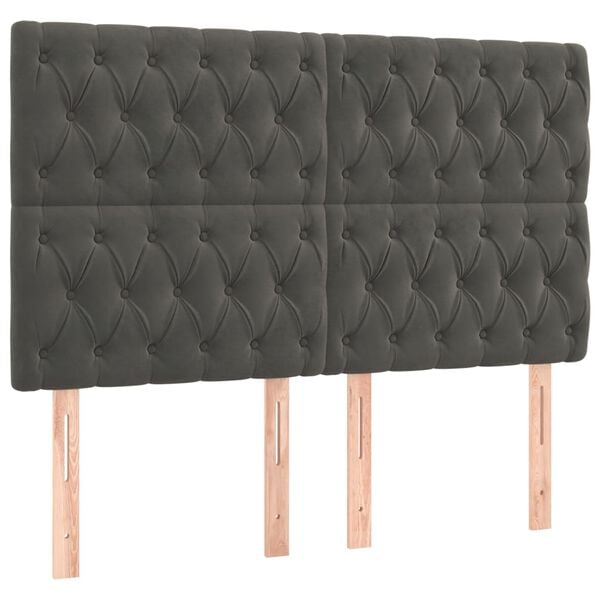 vidaXL Cabecero Terciopelo Gris Oscuro 144x7x118/128 cm