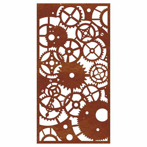 vidaXL Adorno de pared de jard&iacute;n acero corten rueda dentada 105x55 cm
