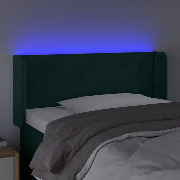 vidaXL Cabecero con LED de terciopelo verde oscuro 83x16x78/88 cm