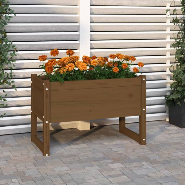 vidaXL Jardinera madera maciza de pino marrón miel 78x40x52 cm