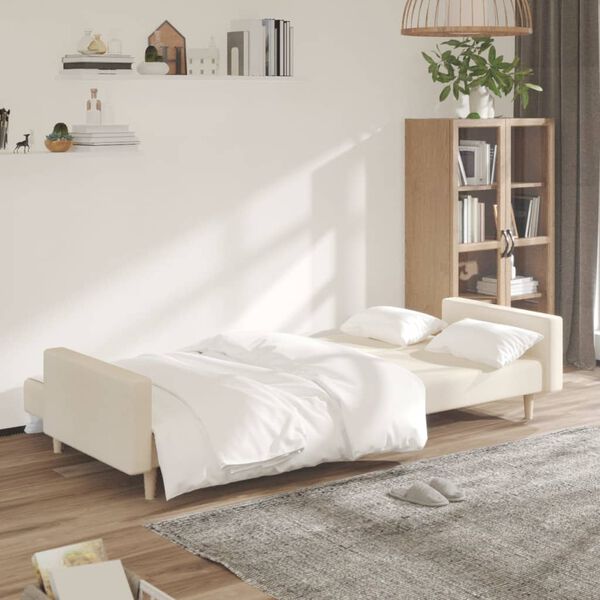 vidaXL Sof&aacute; cama de 2 plazas tela color crema