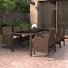 vidaXL Set de comedor de jard&iacute;n 7 pzas rat&aacute;n PE vidrio templado marr&oacute;n