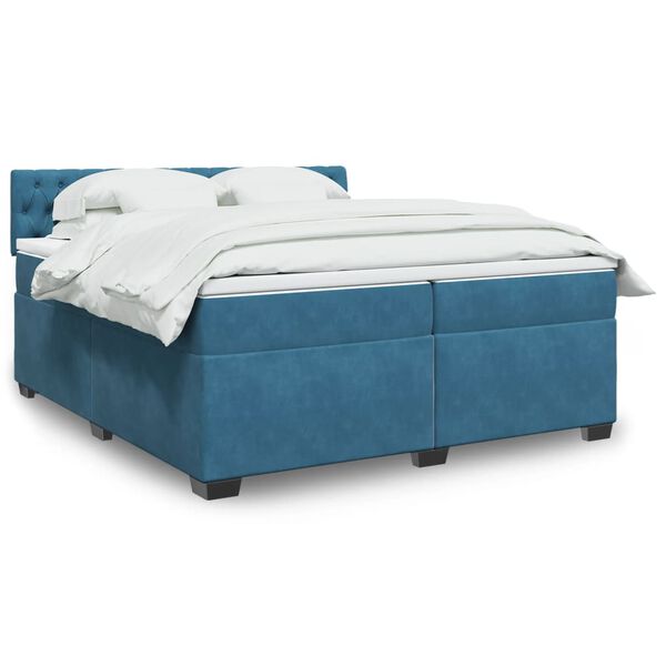 vidaXL Cama box spring con colch&oacute;n terciopelo azul 200x200 cm