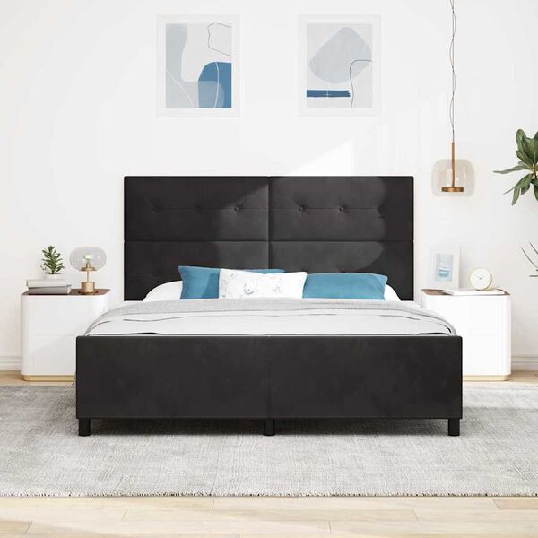 vidaXL Cama tipo Box Spring con cabecera Negro 180 x 200 cm Terciopelo