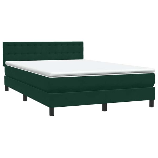vidaXL Cama box spring con colch&oacute;n terciopelo verde oscuro 160x220 cm