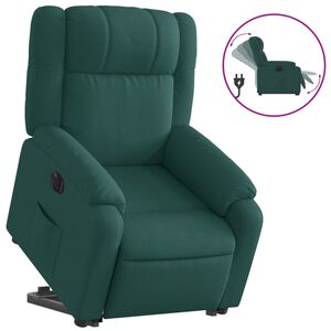 vidaXL Sill&oacute;n el&eacute;ctrico reclinable elevable de tela verde oscuro