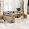 vidaXL Set sof&aacute;s jard&iacute;n y cojines 5 pzas rat&aacute;n sint&eacute;tico acacia beige
