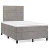 vidaXL Cama box spring colch&oacute;n y LED terciopelo gris claro 120x190 cm