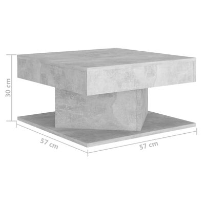 vidaXL Mesa de centro madera contrachapada gris hormigón 57x57x30 cm