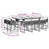 vidaXL Set de comedor jard&iacute;n 11 pzas con cojines rat&aacute;n sint&eacute;tico negro