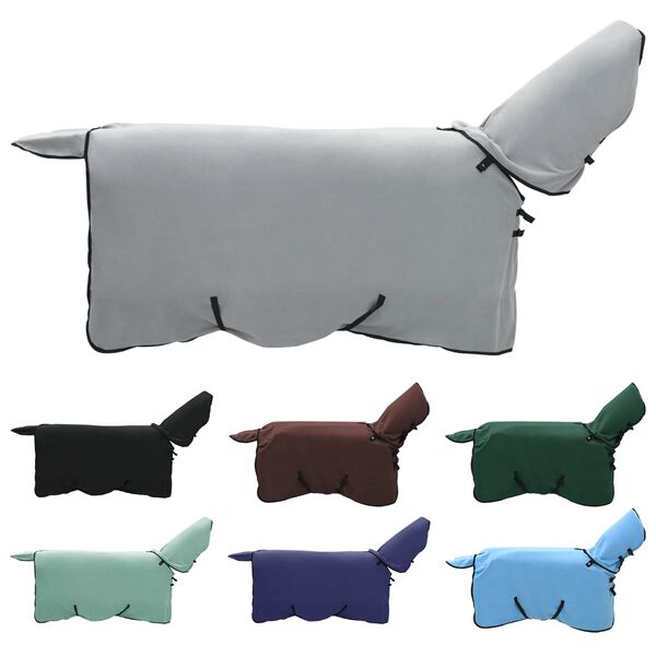 vidaXL Manta para Caballo Gris claro y rosa completo Poli&eacute;ster