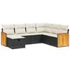 vidaXL Set de comedor de jard&iacute;n 7 pzas y cojines rat&aacute;n sint&eacute;tico negro