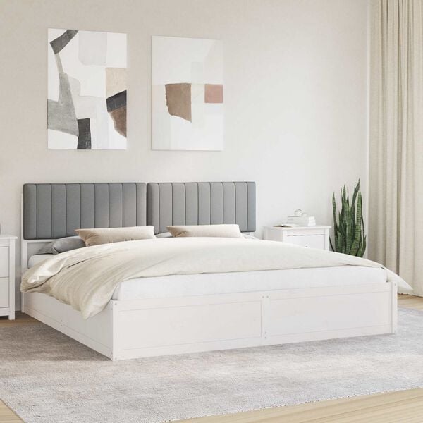 vidaXL Estructura de Cama con Cabecera Tapizada Gris Claro