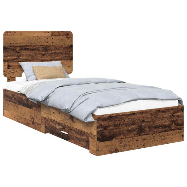 vidaXL Estructura de cama con cabecera Madera vieja 90 x 190 cm