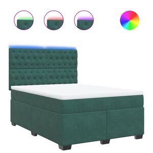 vidaXL Cama box spring con colch&oacute;n terciopelo verde oscuro 140x200 cm