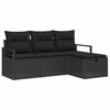 vidaXL Juego de Sof&aacute; 4 uds. 4-N&uacute;mero de plazas Negro rat&aacute;n sint&eacute;tico