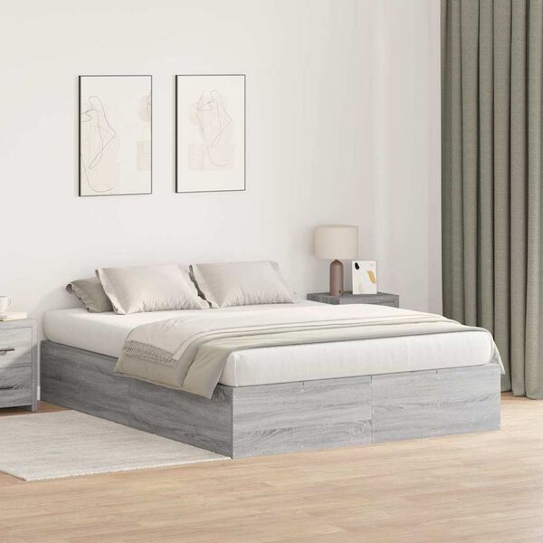 vidaXL Cama con almacenamiento Gris Sonoma 160 x 200 cm