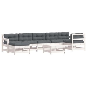 vidaXL Juego de muebles jard&iacute;n 8 pzas y cojines madera maciza blanco
