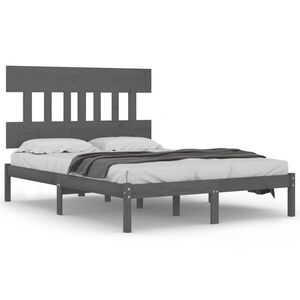 vidaXL Estructura de cama de madera maciza de pino gris 200x200 cm