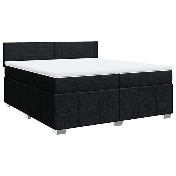 vidaXL Cama box spring con colch&oacute;n tela negro 200x200 cm