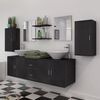 vidaXL Conjunto de muebles de ba&ntilde;o con lavabo y grifo 11 piezas negro