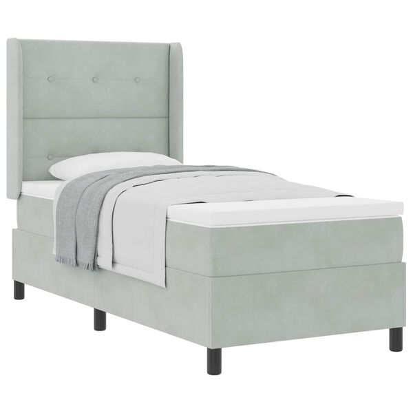 vidaXL Cama tipo Box Spring Gris Claro 90 x 200 cm Terciopelo