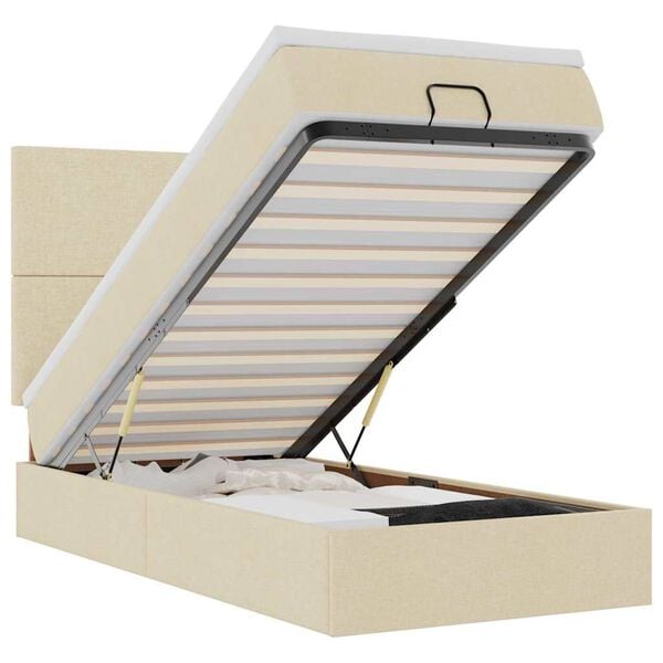 vidaXL Estructura de cama otomana con colchón tela crema 80x200cm