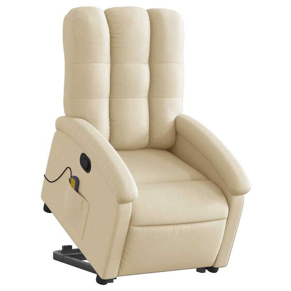 vidaXL Silla de masaje reclinable de pie de tela color crema