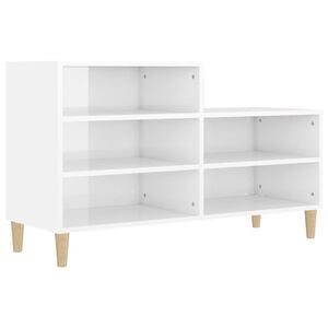 vidaXL Zapatero madera contrachapada blanco brillo 102x36x60 cm