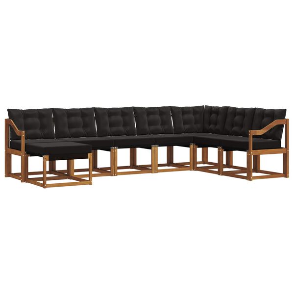 vidaXL Conjunto de sof&aacute;s de exterior con coj&iacute;n 8 pcs Natural y negro