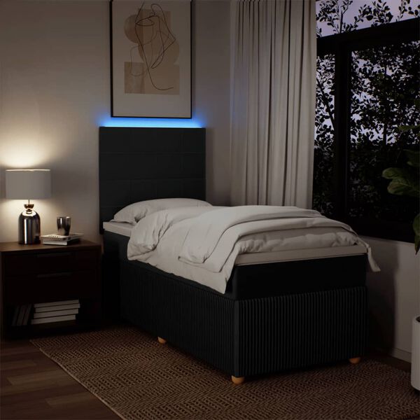 vidaXL Cama box spring con colch&oacute;n tela negro 90x190 cm