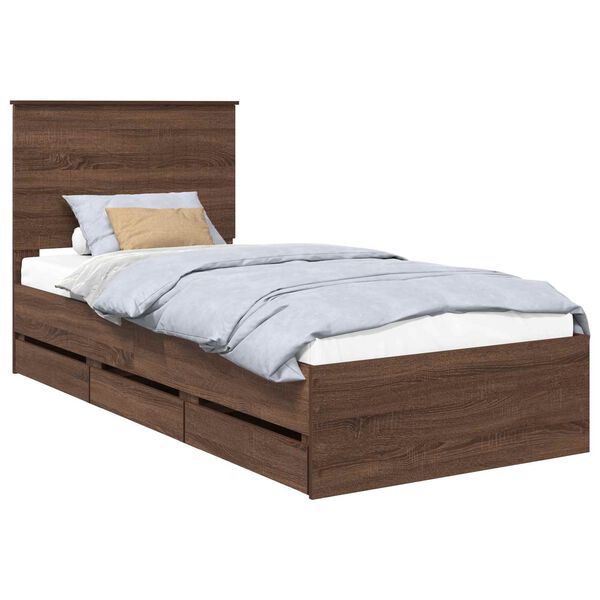 vidaXL Estructura de cama Roble Marr&oacute;n 90 x 200 cm Madera Ingenieril