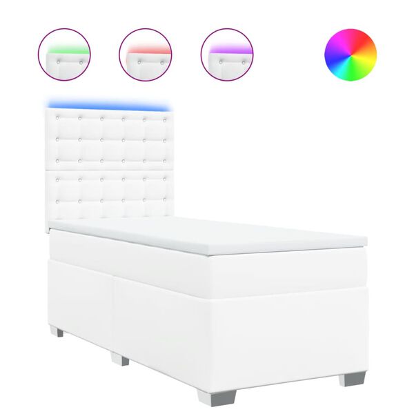 vidaXL Cama box spring con colch&oacute;n cuero sint&eacute;tico blanco 80x200 cm