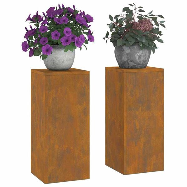 vidaXL Soporte de plantas 2 pcs Oxidado 24 x 24 x 55 cm