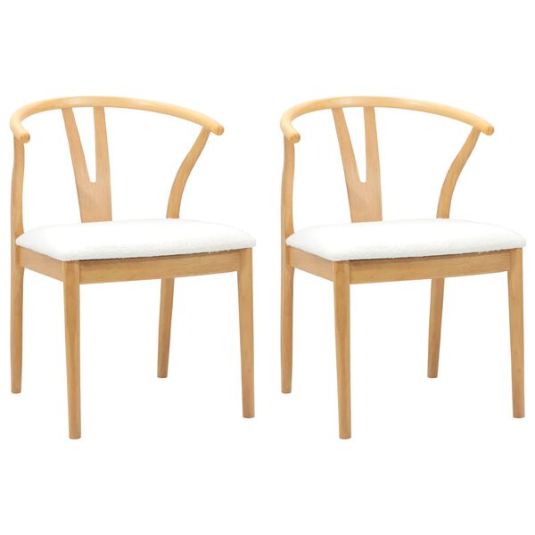 vidaXL Silla de comedor 2 pcs Natural y claro Madera de Caucho S&oacute;lido