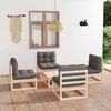 vidaXL Juego de muebles de jard&iacute;n 5 pzas y cojines madera maciza pino