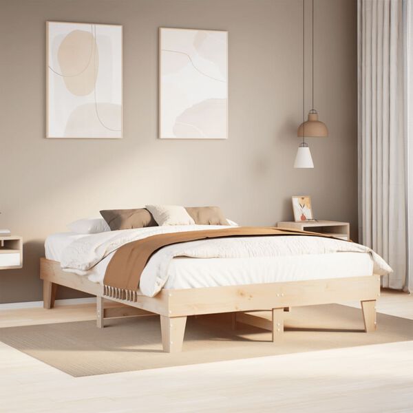 vidaXL Estructura de cama sin colch&oacute;n madera de pino blanca 140x200 cm