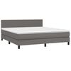 vidaXL Cama box spring colch&oacute;n y LED cuero sint&eacute;tico gris 160x200 cm