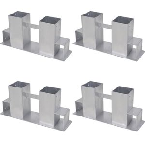 vidaXL Soporte para el apilamiento de le&ntilde;a 4 uds acero plateado