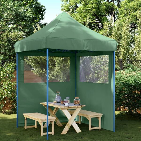 vidaXL Tienda de fiesta plegable Pop-Up con 2 paredes laterales verde