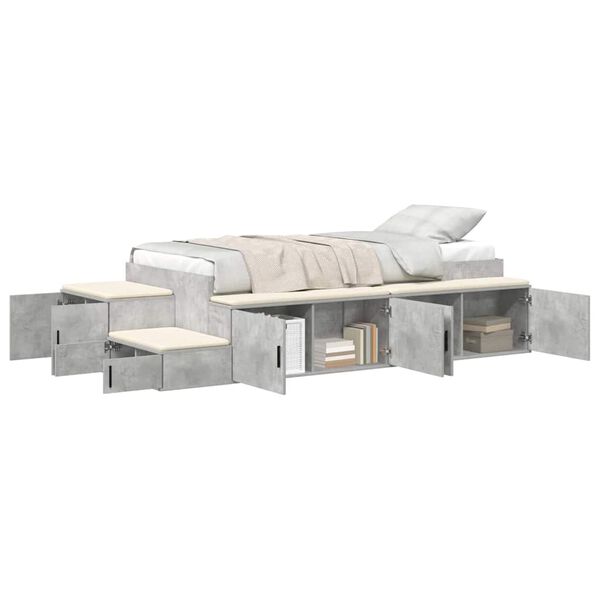 vidaXL Cama con almacenamiento con almacenamiento Gris Concreto 80 cm